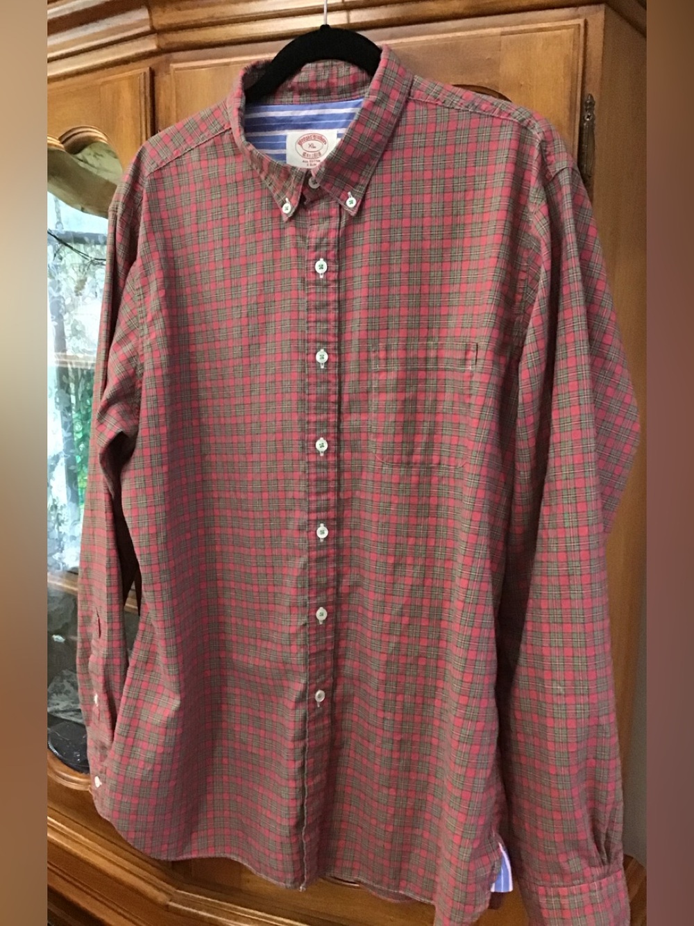 Brooks Brothers Red and Green Plaid Button-Down Shirt